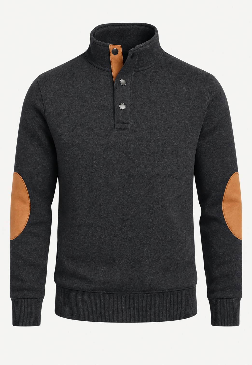 Jersey hombre cuello alto botones coderas contraste tapeta corta detalle otoño - Thorben