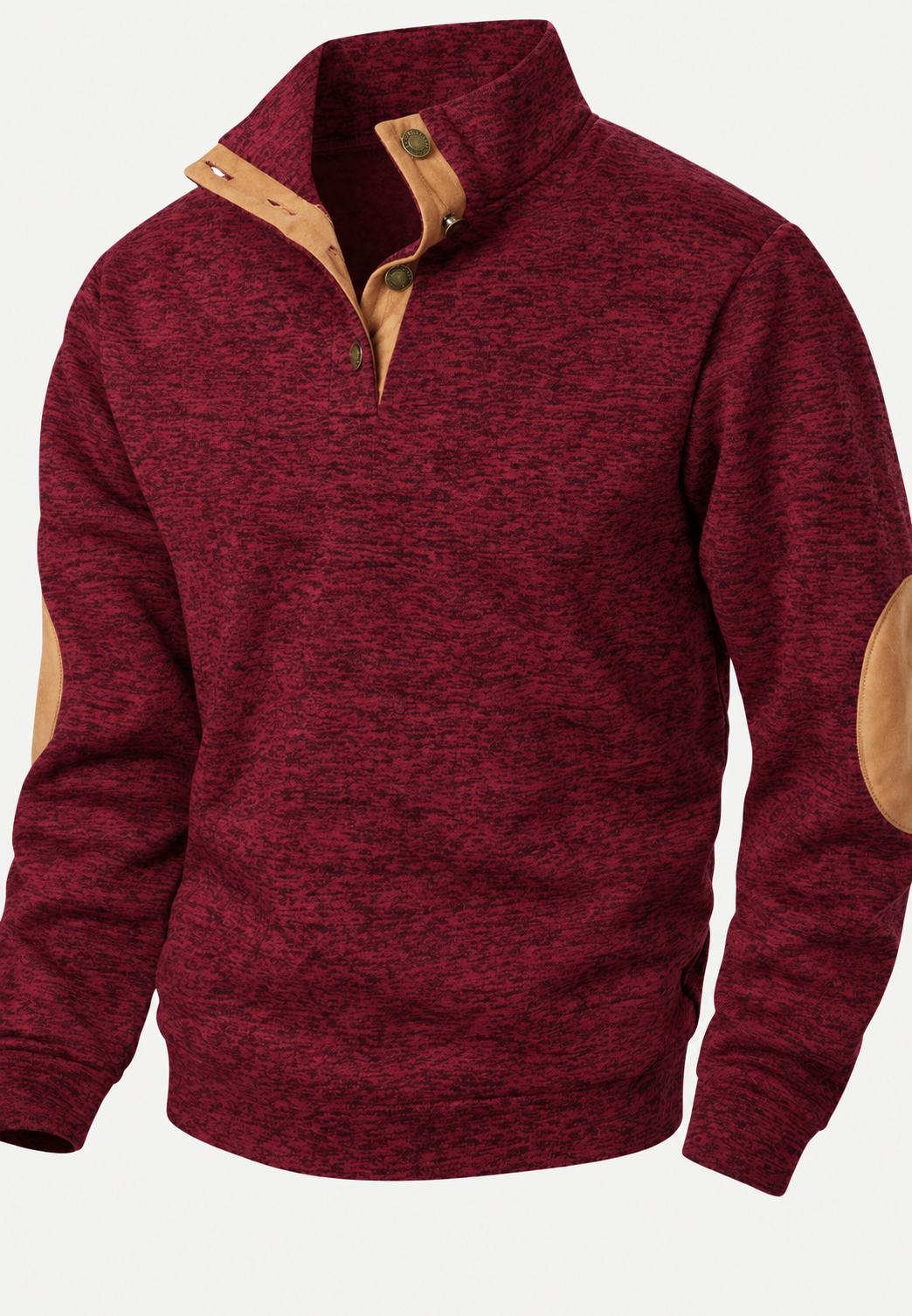 Jersey hombre cuello alto botones coderas contraste tapeta corta detalle otoño - Thorben