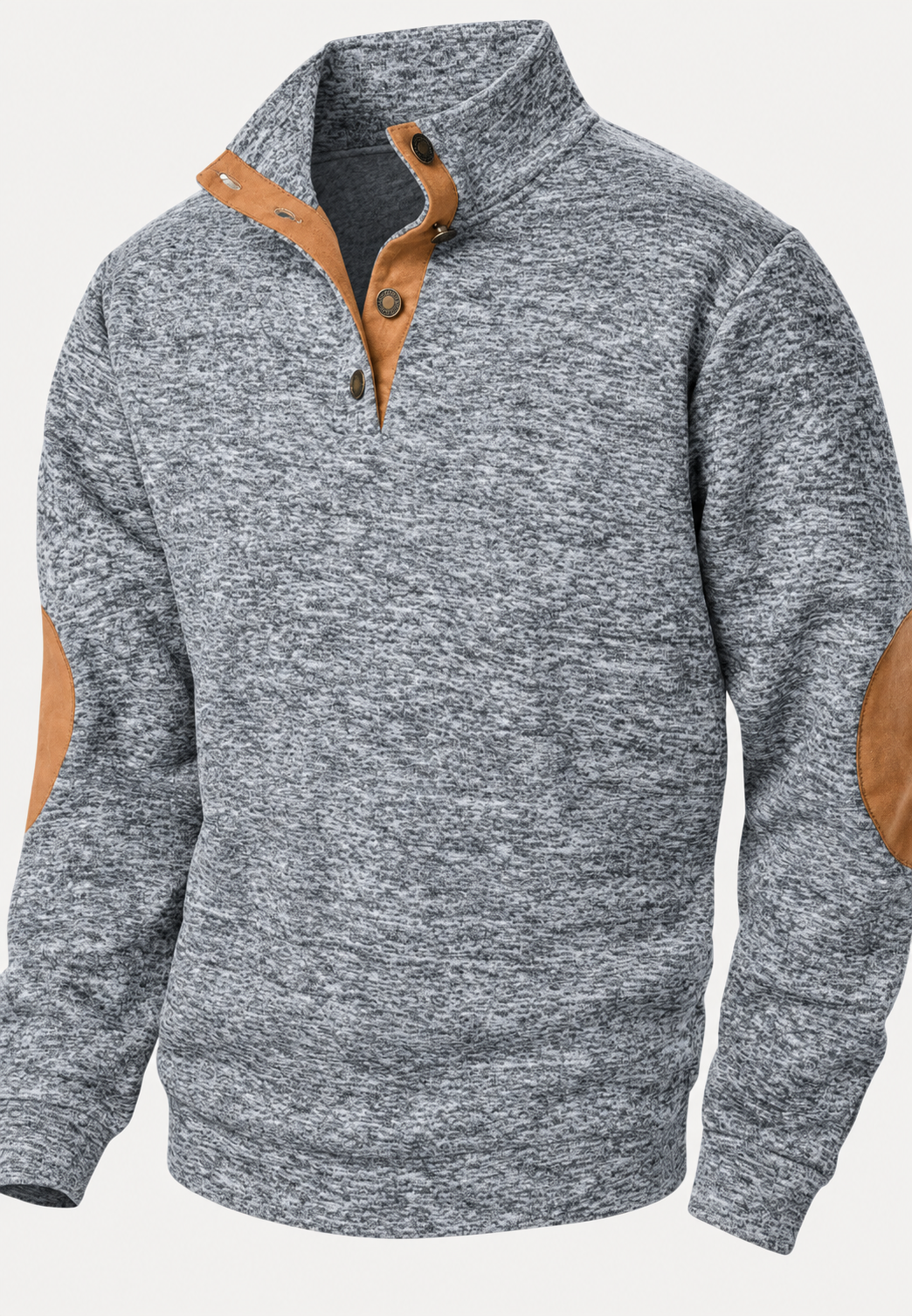 Jersey hombre cuello alto botones coderas contraste tapeta corta detalle otoño - Thorben