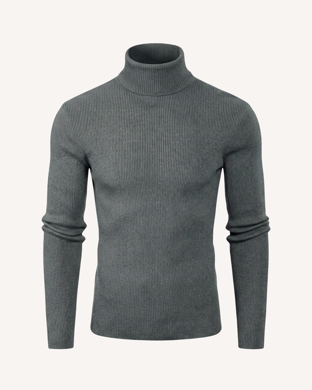 Jersey hombre cuello alto punto canalé manga larga dibujo fino continuo - Tadeo