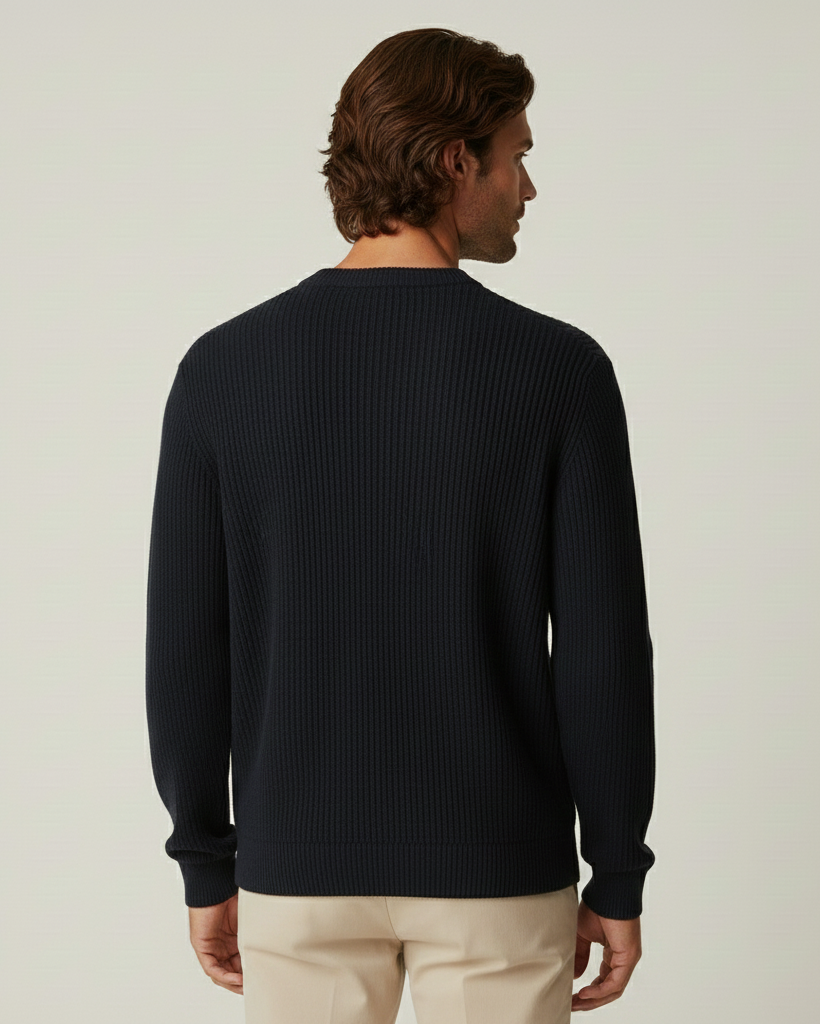 Jersey hombre cuello redondo punto canalé manga larga textura versátil otoño - Evren