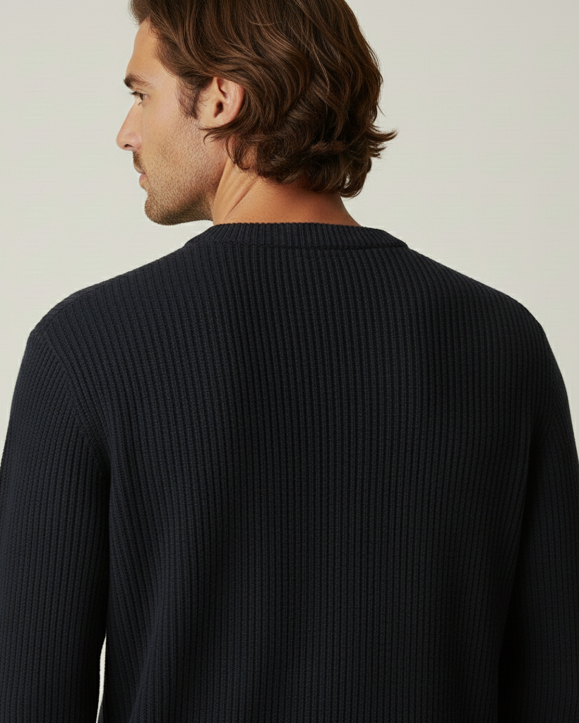 Jersey hombre cuello redondo punto canalé manga larga textura versátil otoño - Evren