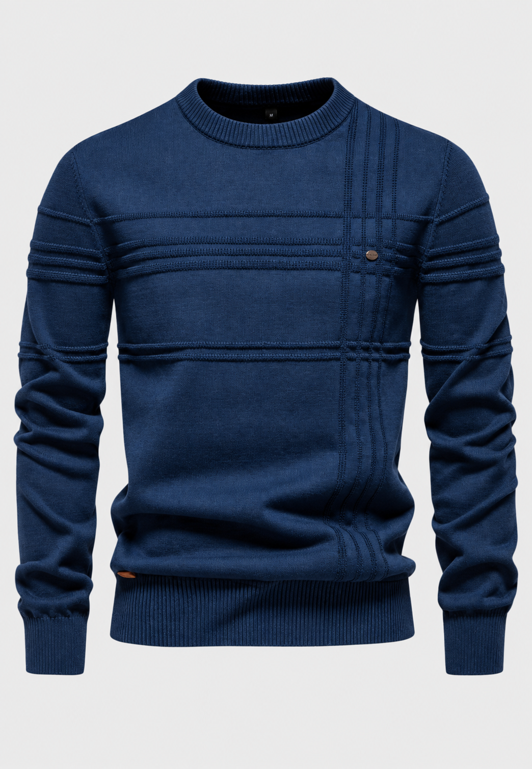 Jersey hombre cuello redondo punto estructura cuadros relieve tejido versátil - Simon