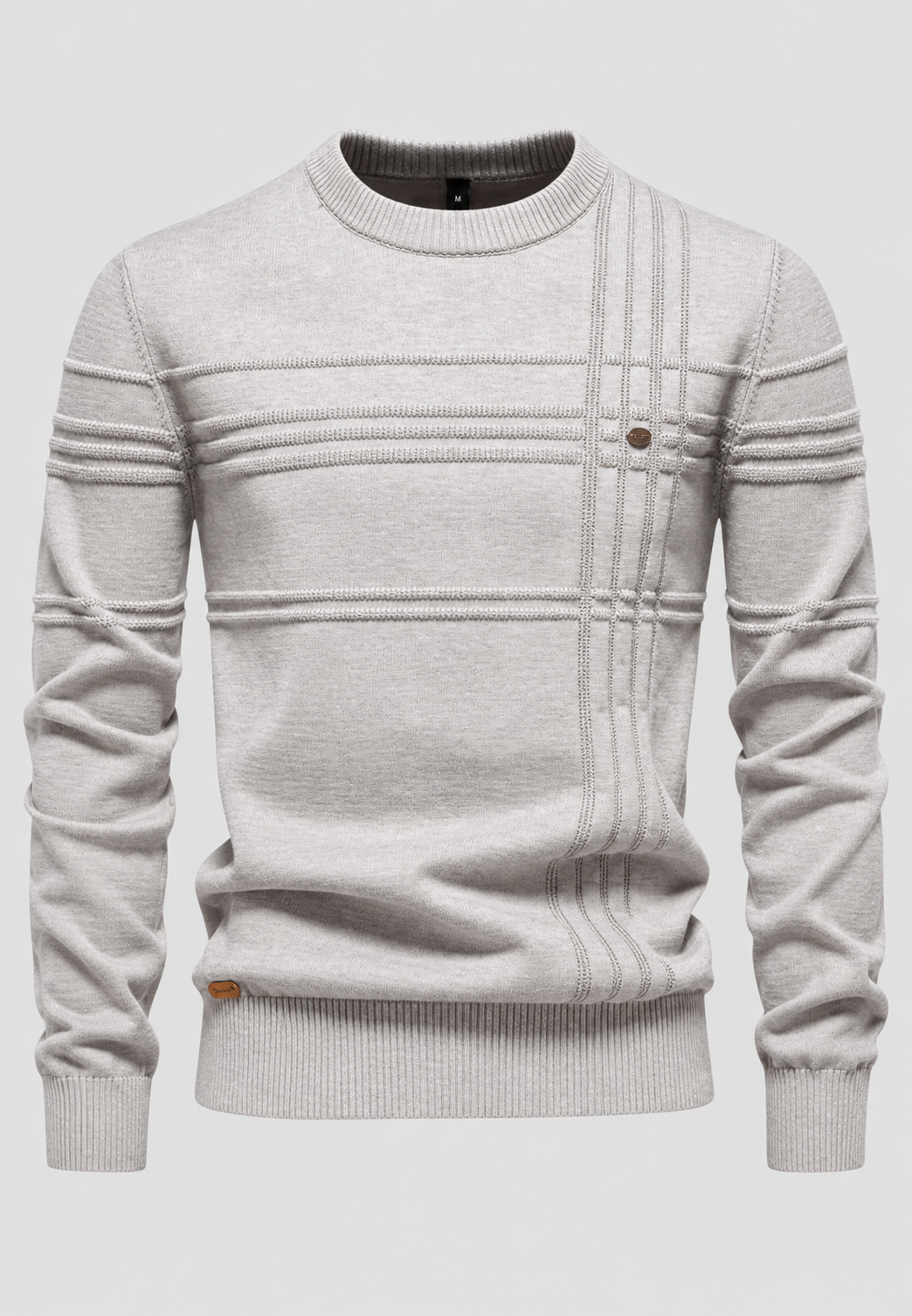 Jersey hombre cuello redondo punto estructura cuadros relieve tejido versátil - Simon