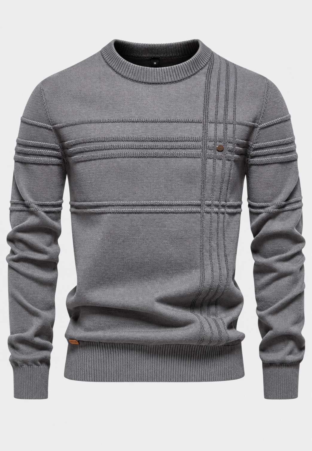 Jersey hombre cuello redondo punto estructura cuadros relieve tejido versátil - Simon