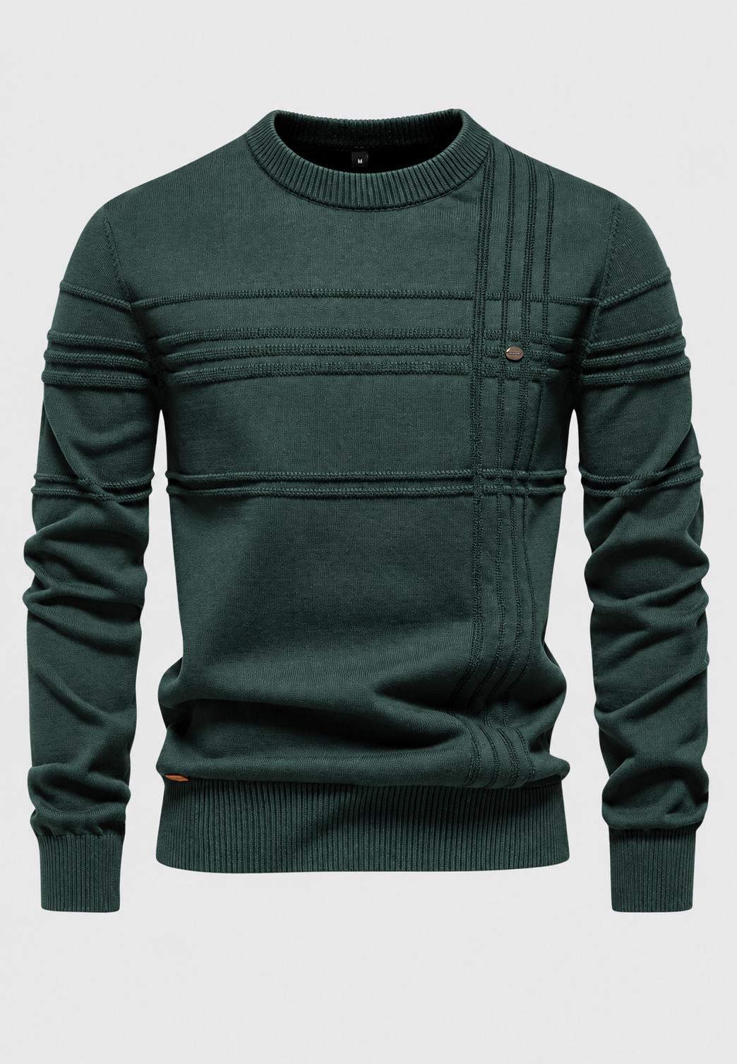 Jersey hombre cuello redondo punto estructura cuadros relieve tejido versátil - Simon