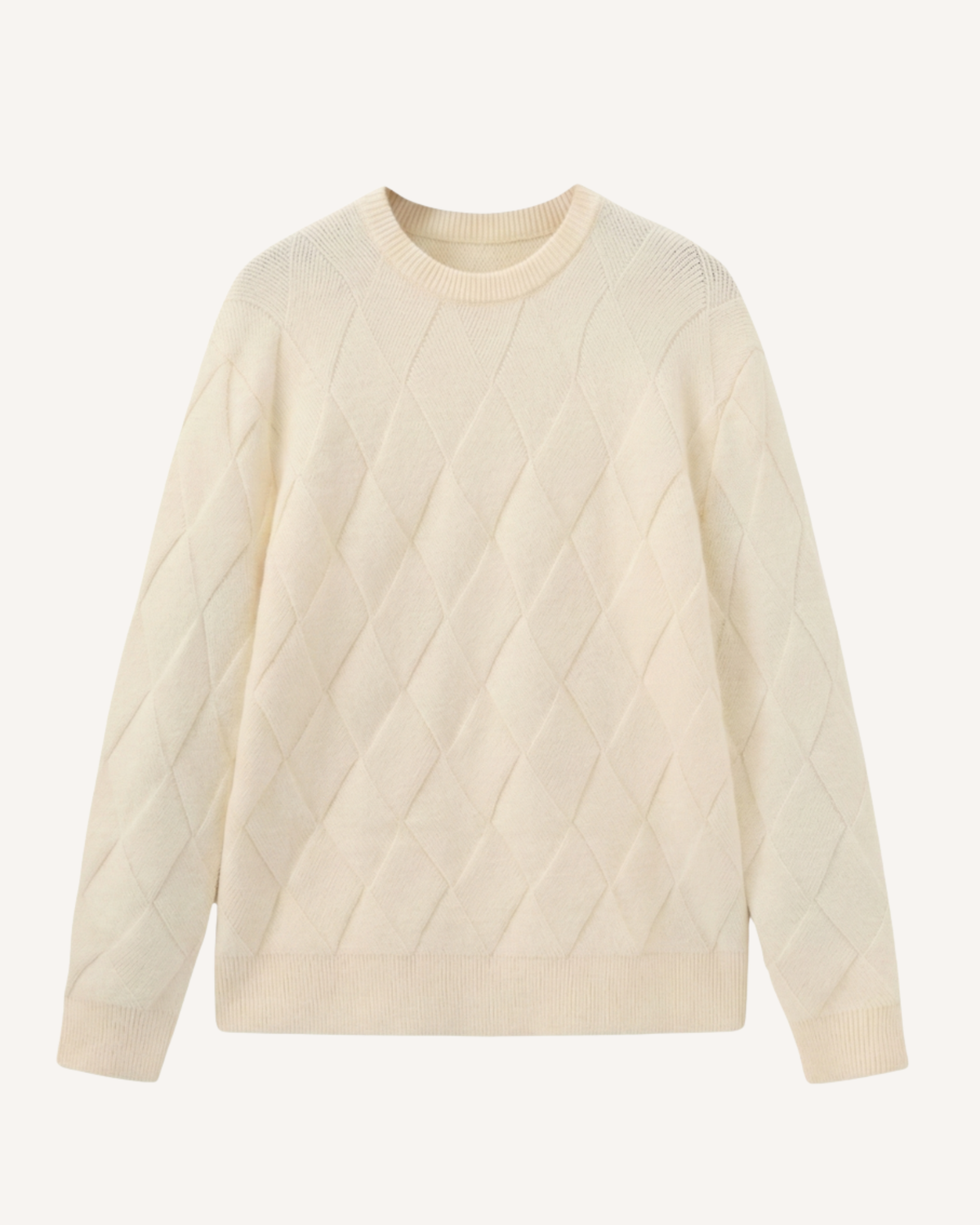 Jersey hombre cuello redondo rombos en relieve manga larga textura otoño - Adriel