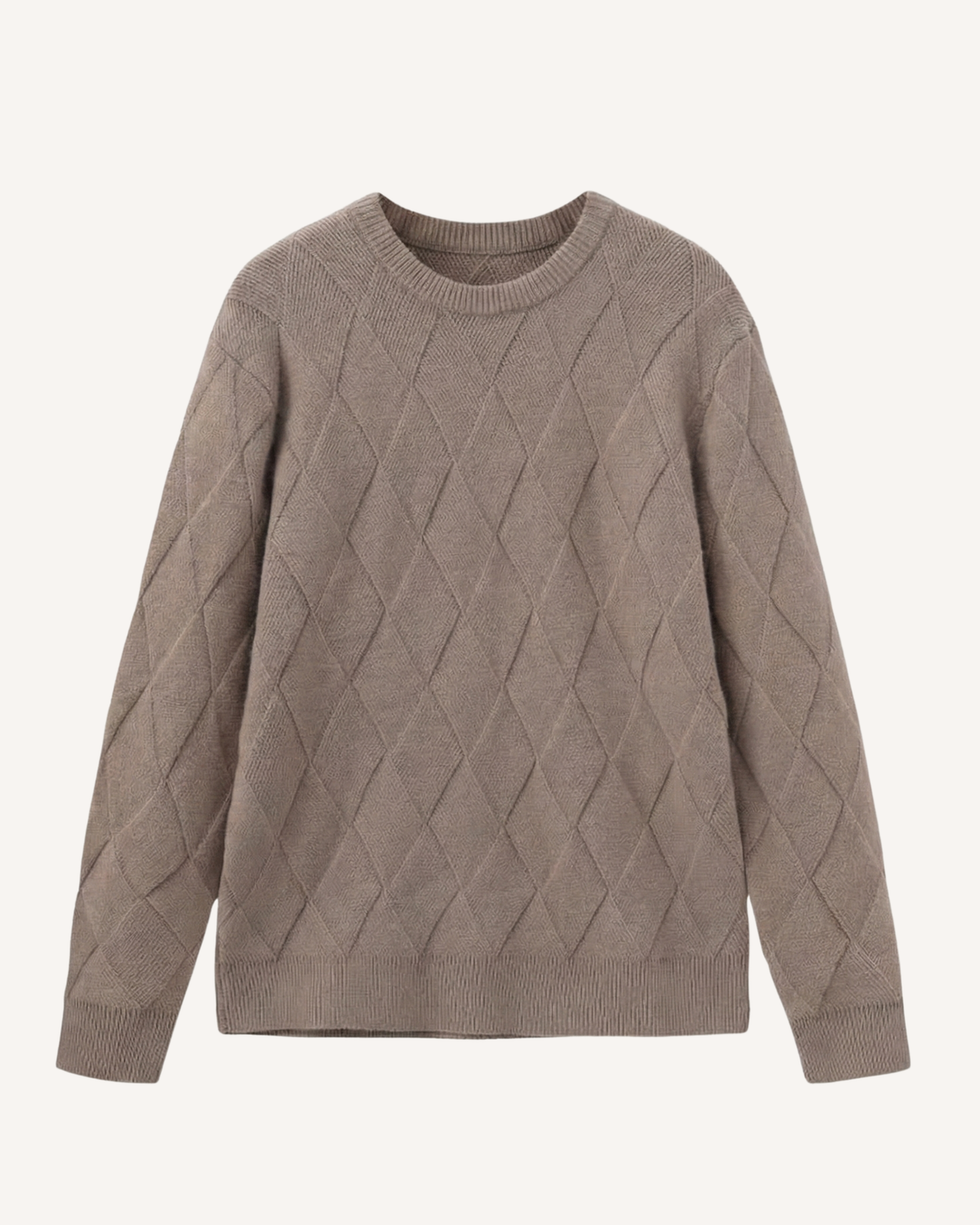 Jersey hombre cuello redondo rombos en relieve manga larga textura otoño - Adriel