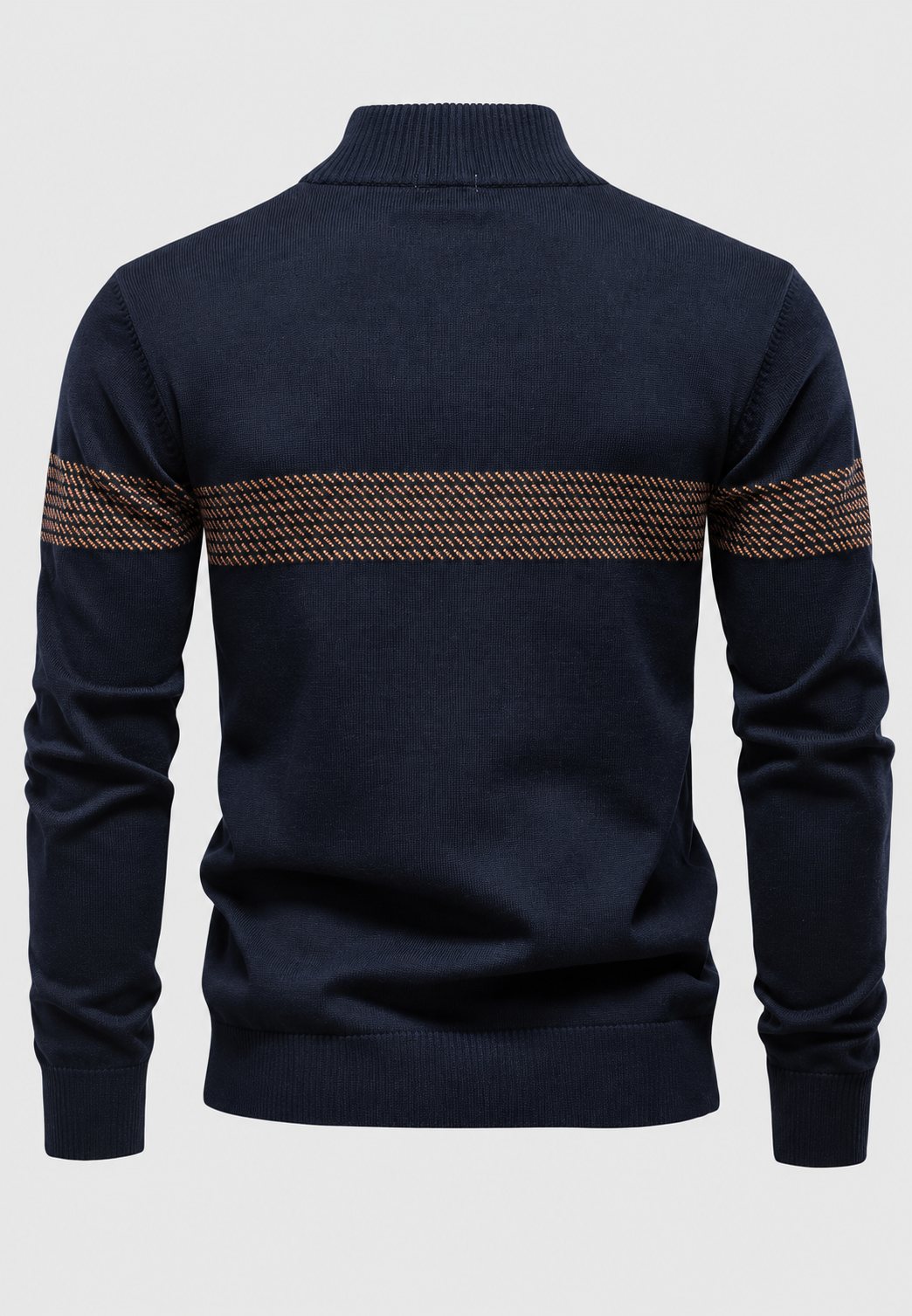 Jersey hombre media cremallera cuello alto franja geométrica otoño casual - Nolan