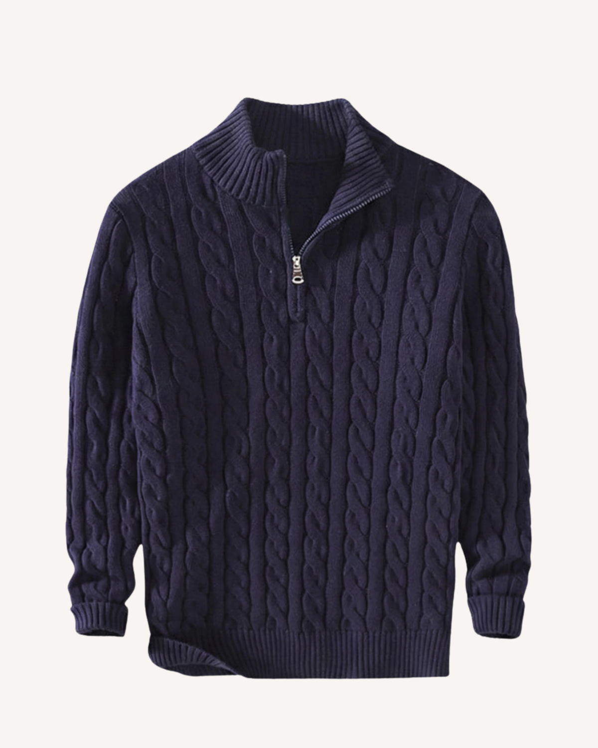 Jersey hombre media cremallera cuello alto punto trenzado ochos otoño - Moritz