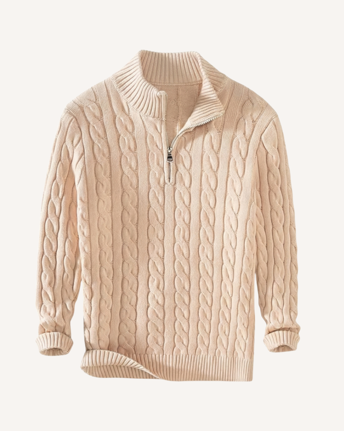 Jersey hombre media cremallera cuello alto punto trenzado ochos otoño - Moritz