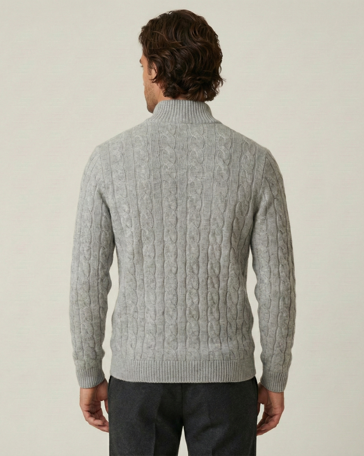 Jersey hombre media cremallera cuello alto punto trenzado ochos otoño - Moritz