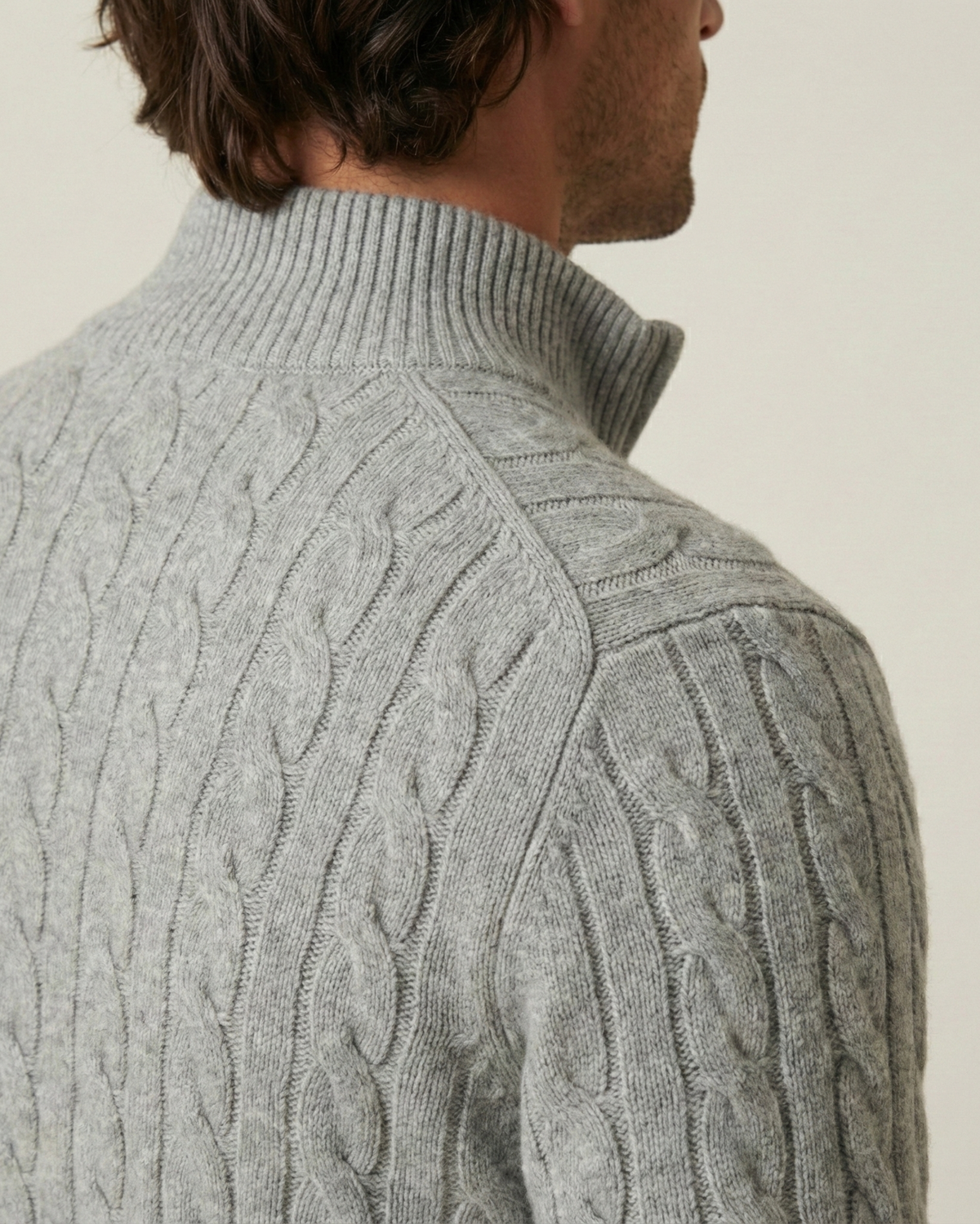 Jersey hombre media cremallera cuello alto punto trenzado ochos otoño - Moritz