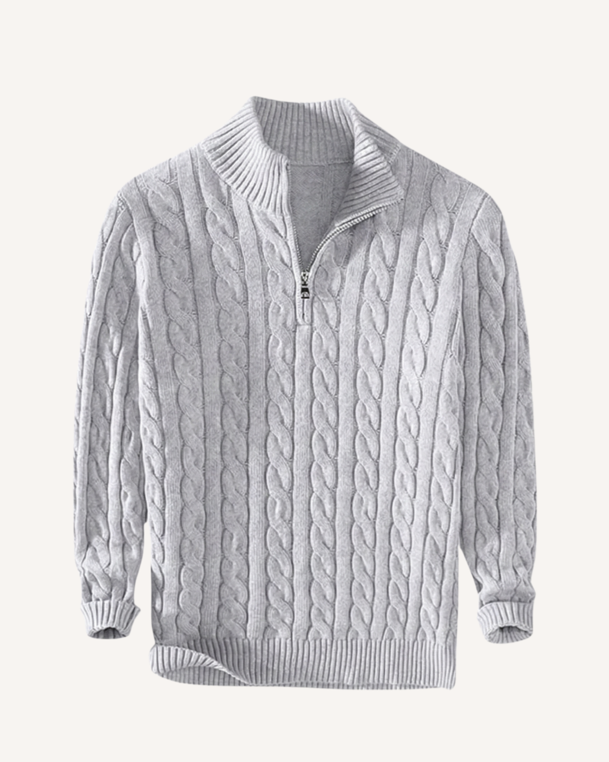Jersey hombre media cremallera cuello alto punto trenzado ochos otoño - Moritz