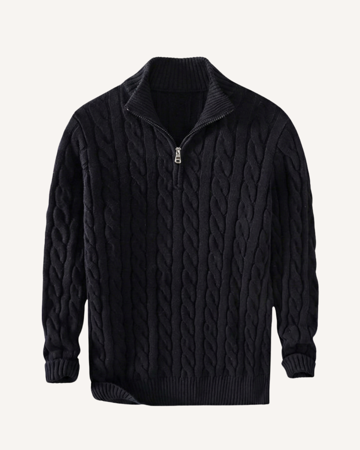 Jersey hombre media cremallera cuello alto punto trenzado ochos otoño - Moritz