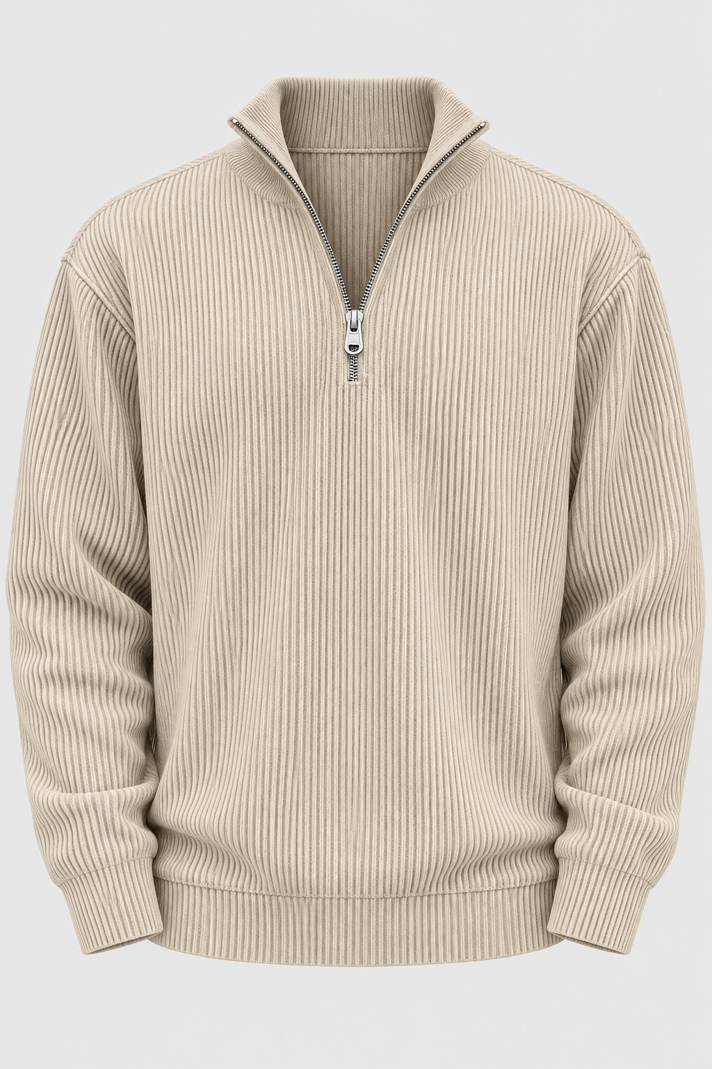 Jersey hombre media cremallera textura acanalada cuello alto cuidado versátil - Leander