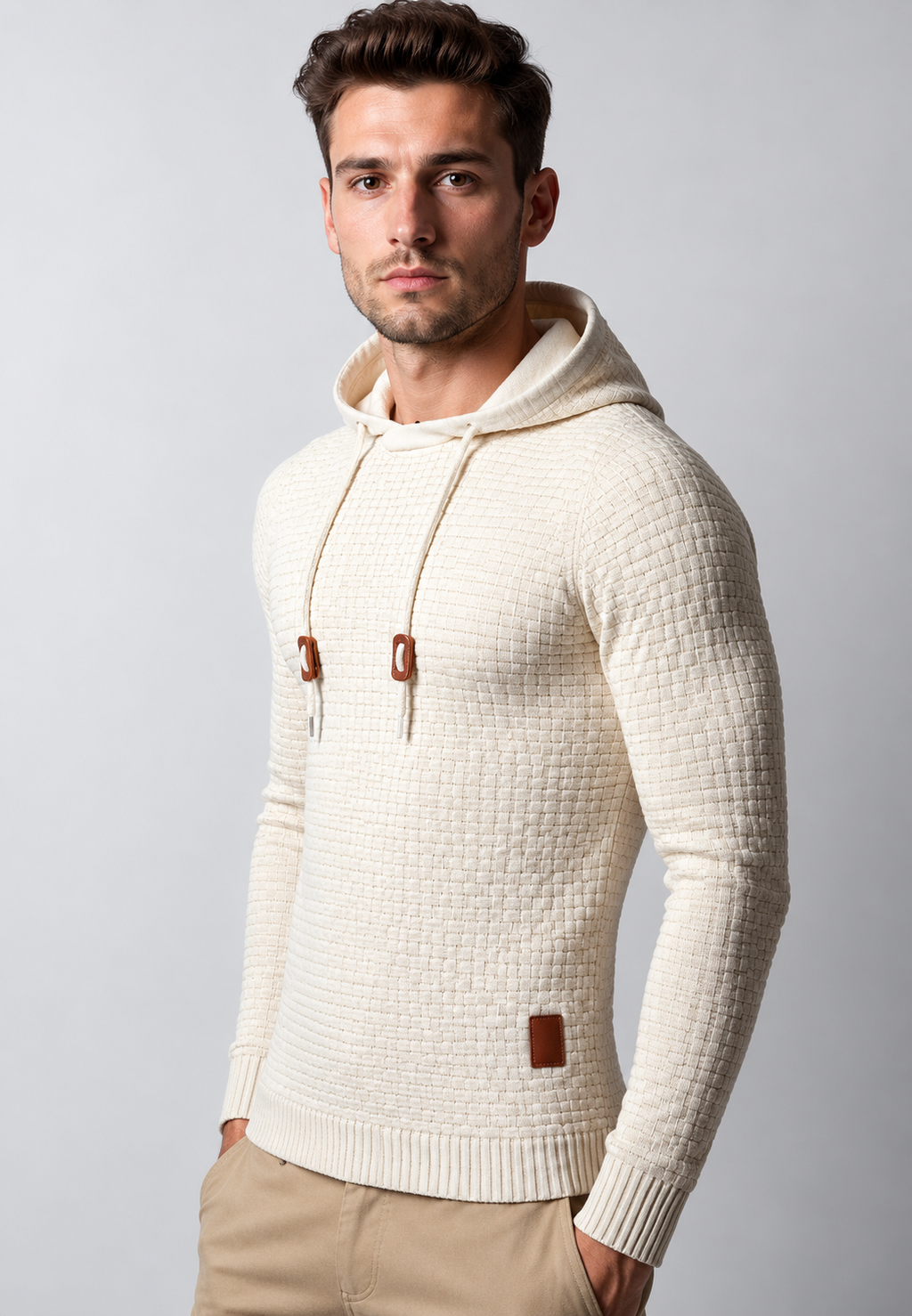 Jersey hombre punto texturizado capucha ajustable deportivo frontal liso - Ciro