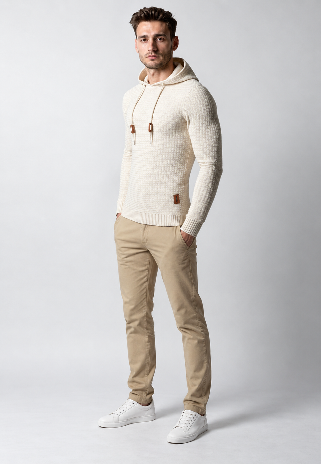 Jersey hombre punto texturizado capucha ajustable deportivo frontal liso - Ciro