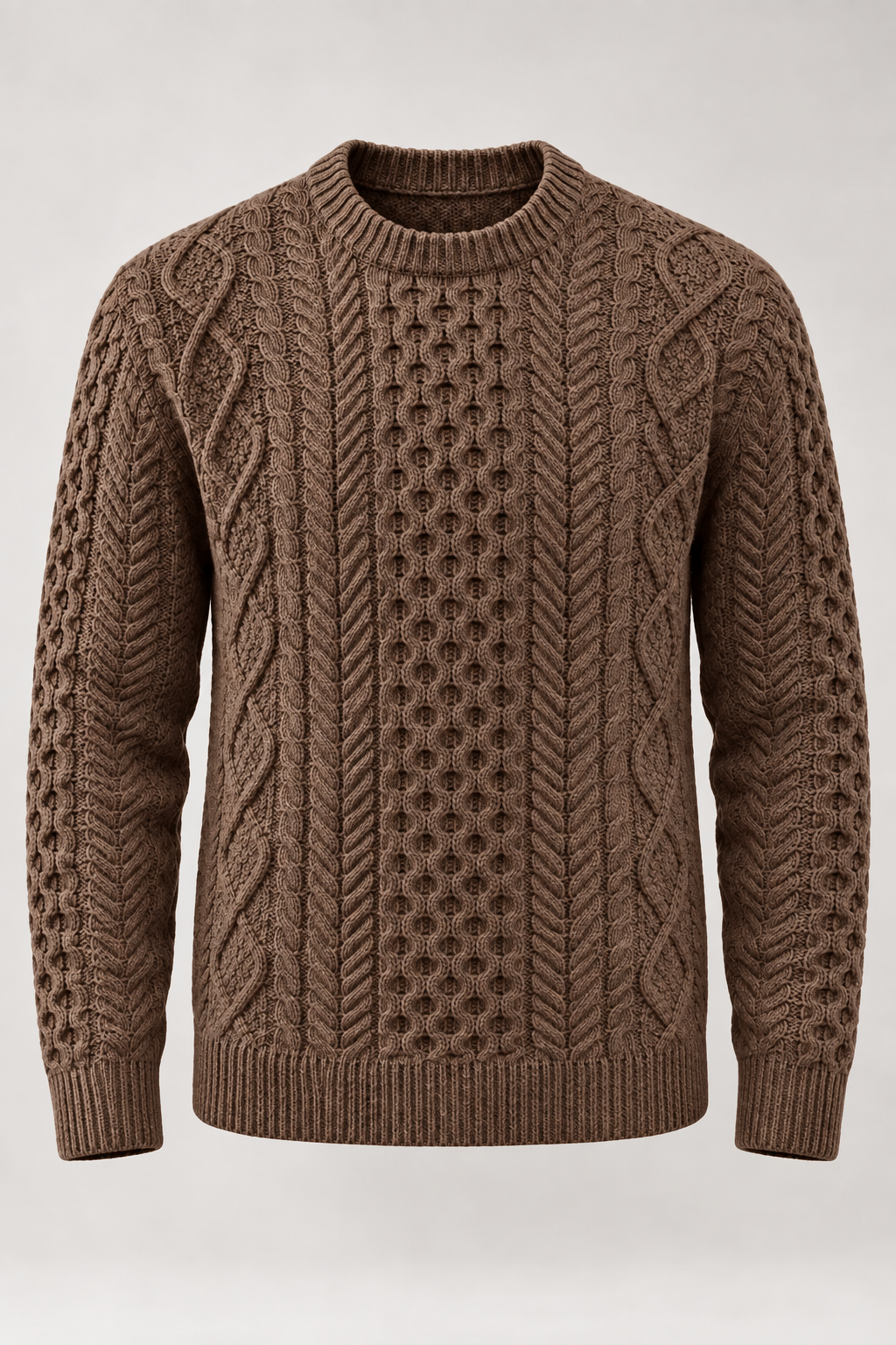Jersey hombre punto trenzado cuello redondo manga larga ochos relieve textura - Bastien