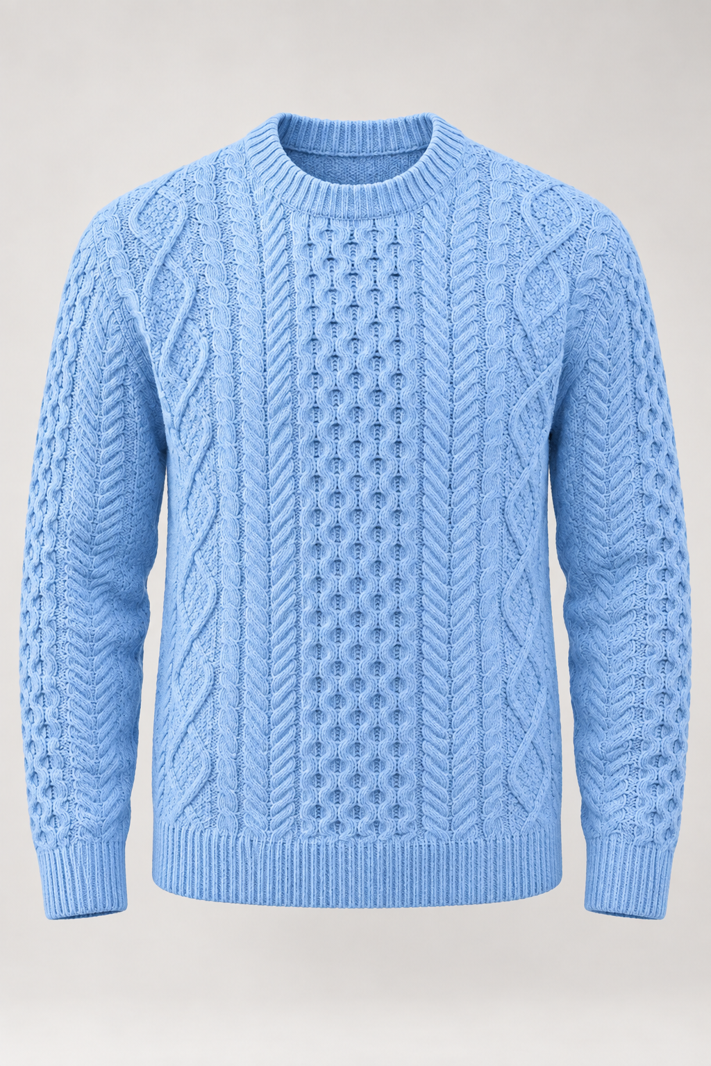 Jersey hombre punto trenzado cuello redondo manga larga ochos relieve textura - Bastien
