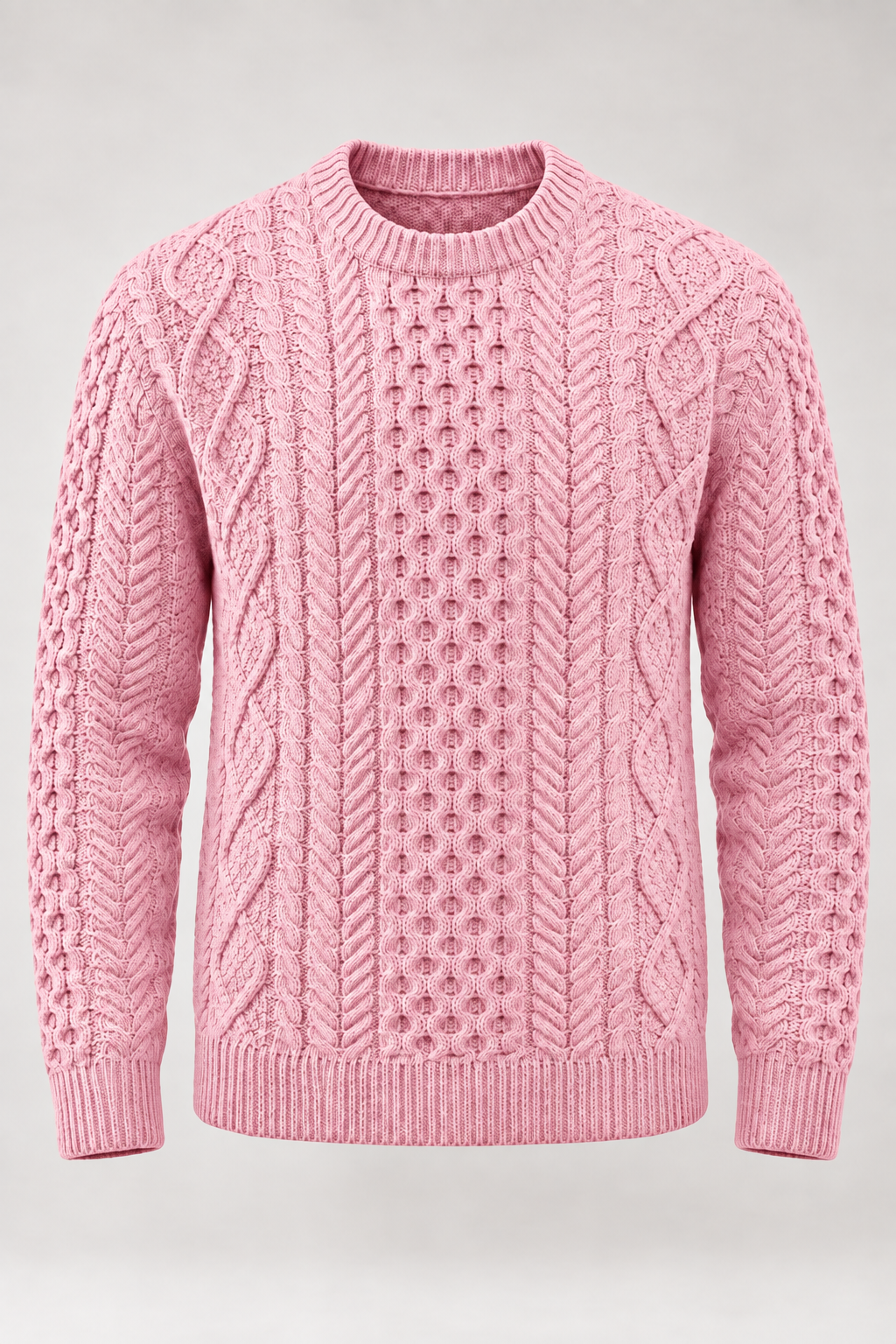 Jersey hombre punto trenzado cuello redondo manga larga ochos relieve textura - Bastien