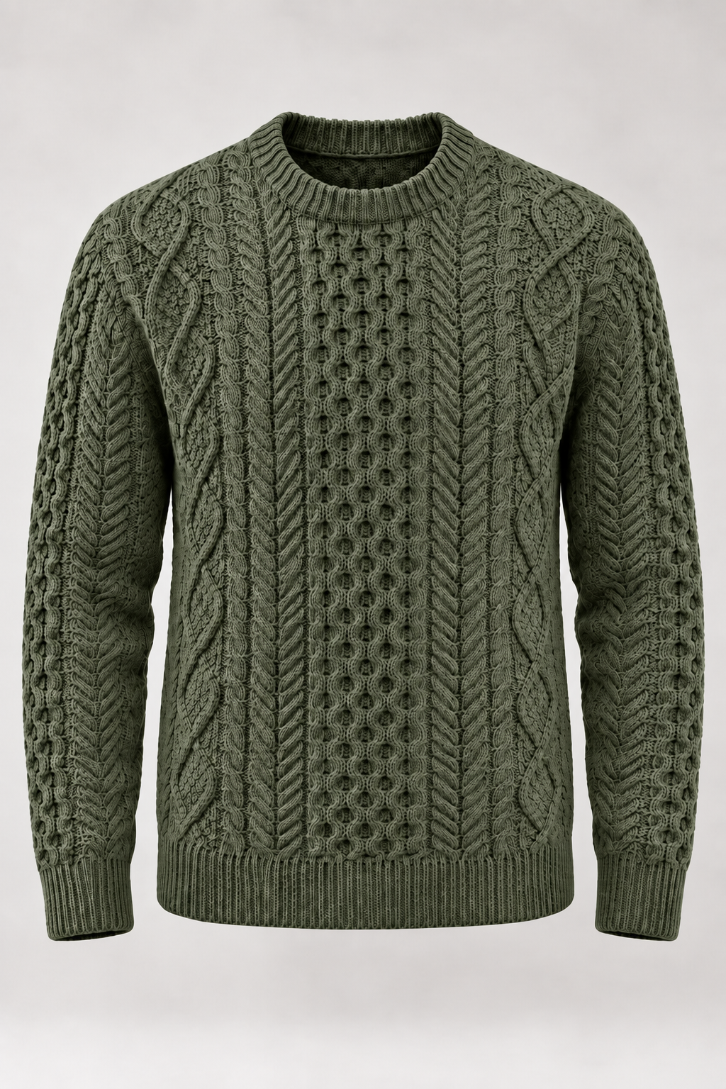 Jersey hombre punto trenzado cuello redondo manga larga ochos relieve textura - Bastien