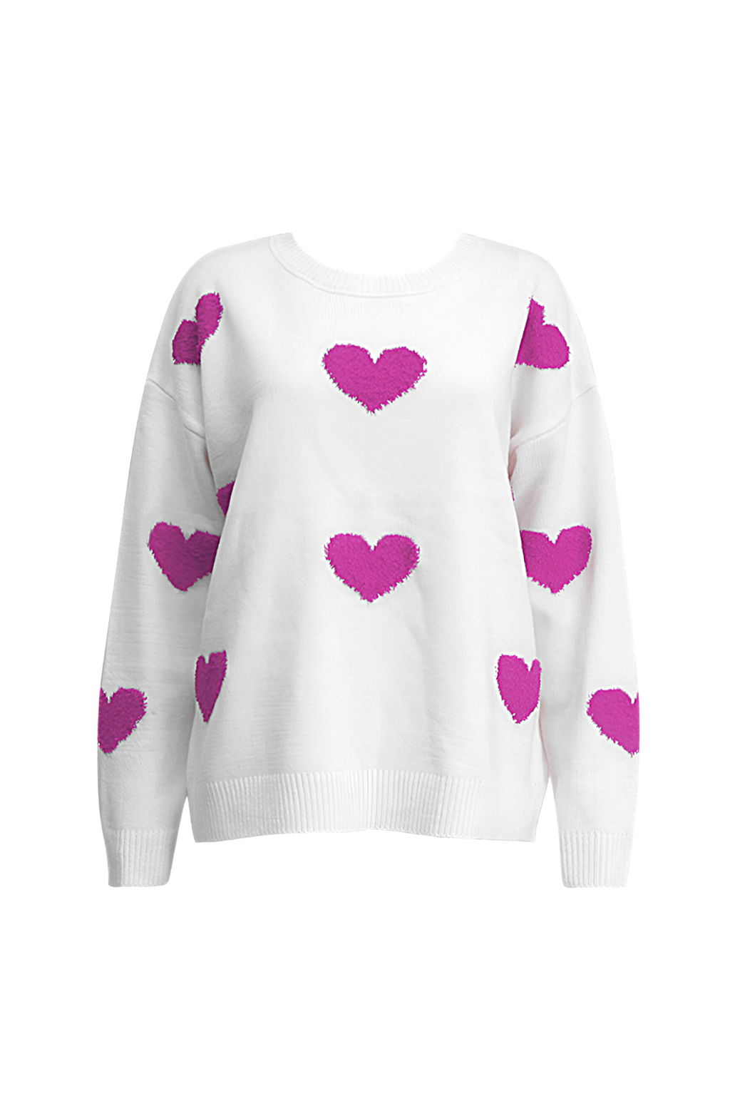 Jersey oversize mujer punto corazones cuello redondo hombros caídos casual - Barissa