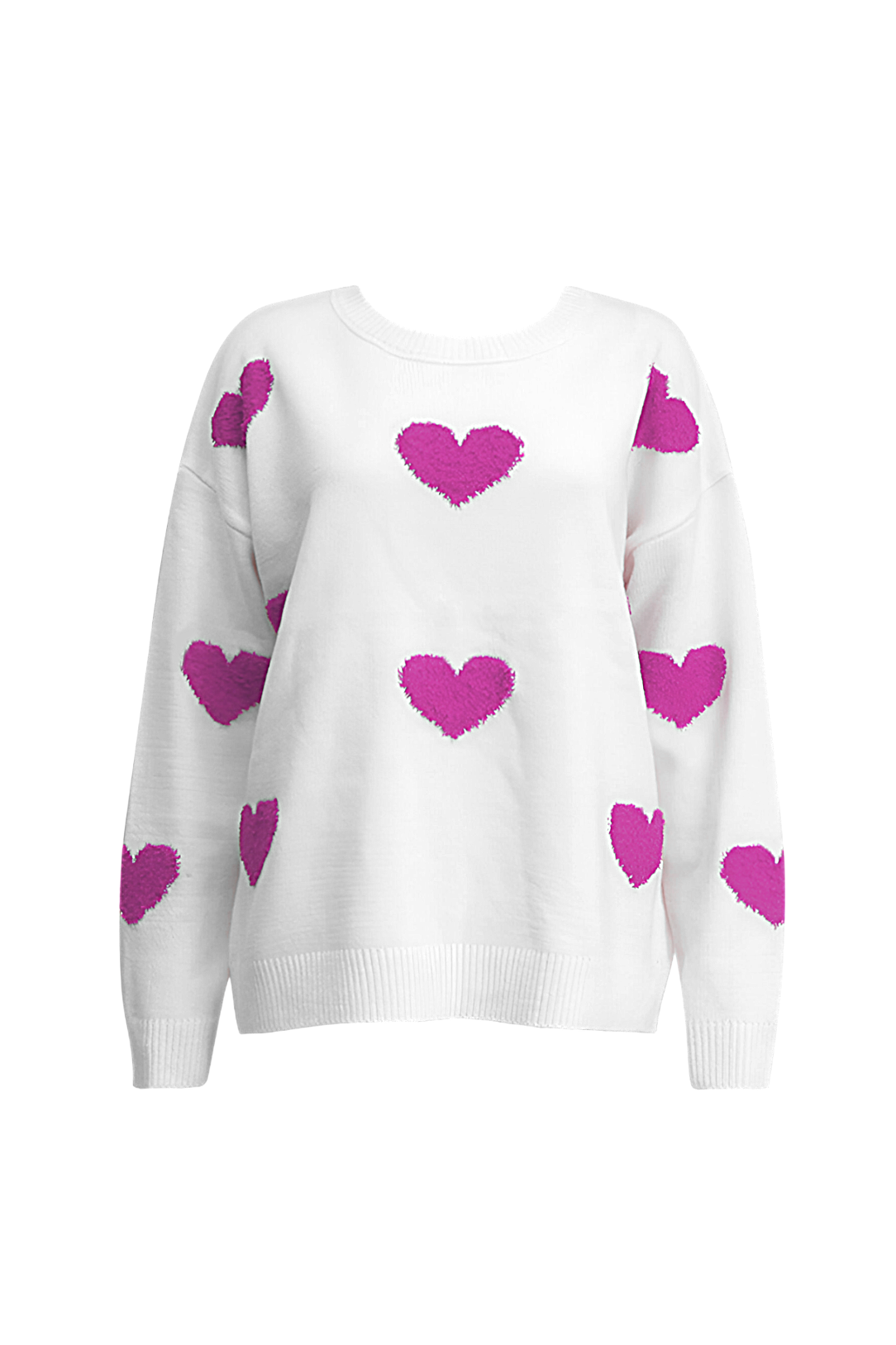 Jersey oversize mujer punto corazones cuello redondo hombros caídos casual - Barissa