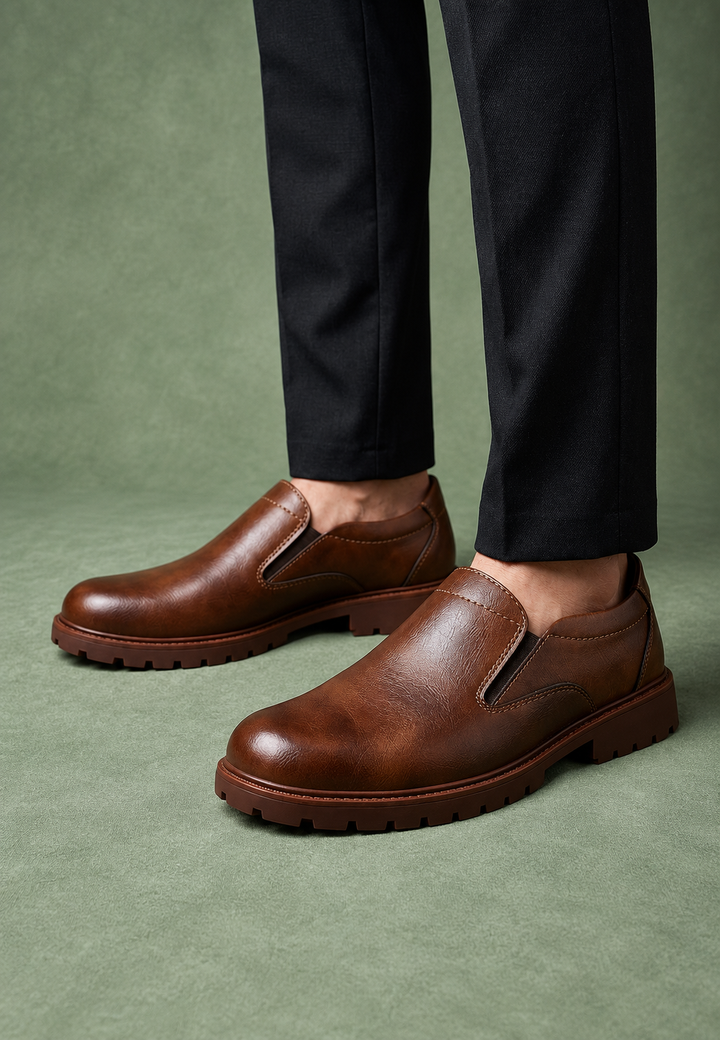 Mocasín hombre suela track elásticos laterales sin cordones suela dentada - Jorrit