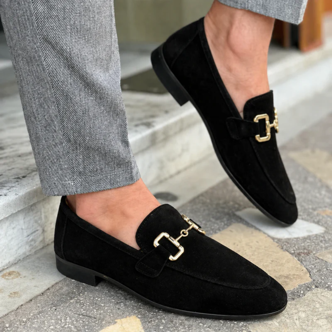 Mocasines hombre hebilla metálica decorativa puntera redondeada diseño clásico - René