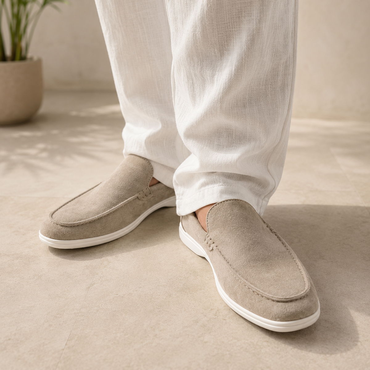 Mocasines hombre diseño liso punta redonda sin cordones uso diario casual - Gerald