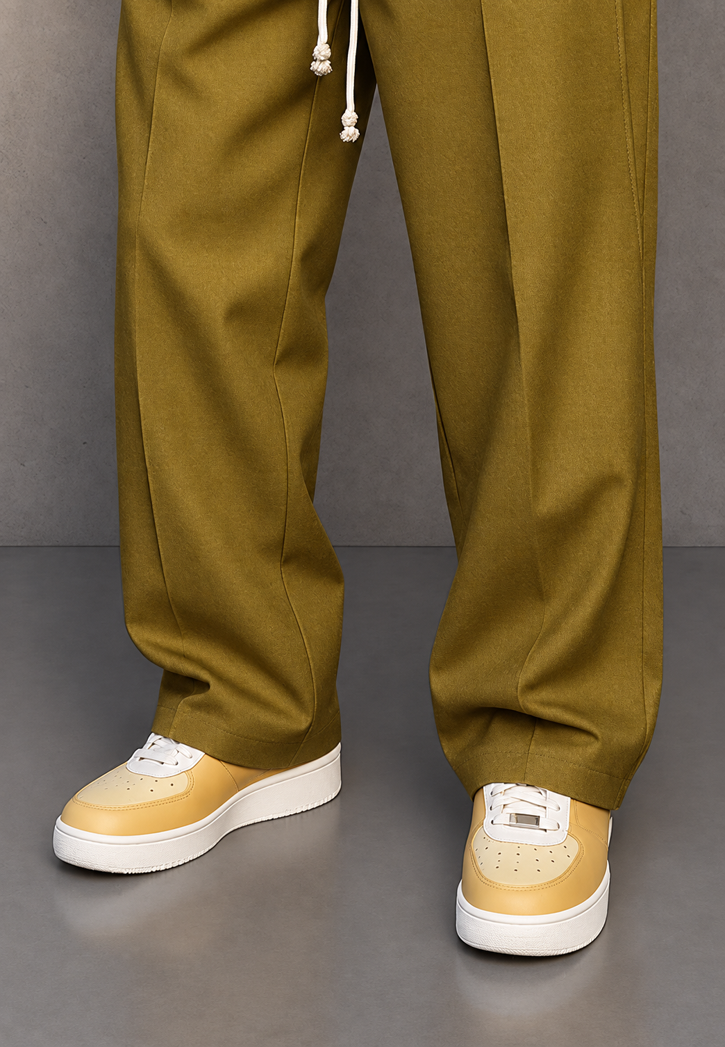 Pantalón hombre wide leg pinzas cintura ajustable caída amplia tendencia - Tavon