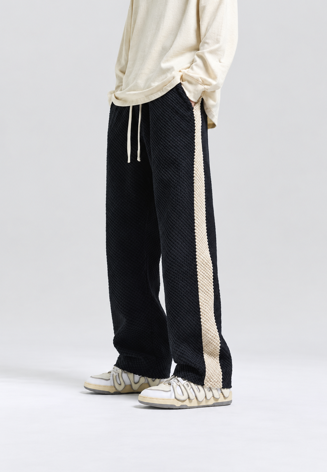 Pantalón jogger hombre pana corte amplio banda lateral cordón deportivo - Dorian