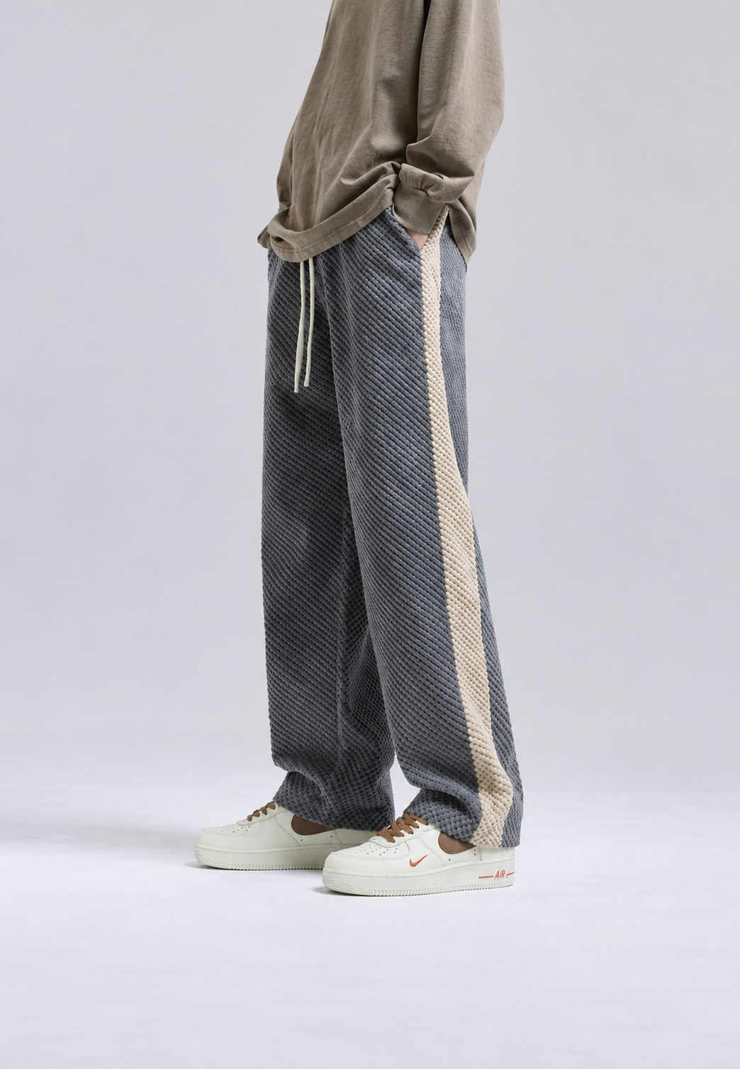 Pantalón jogger hombre pana corte amplio banda lateral cordón deportivo - Dorian