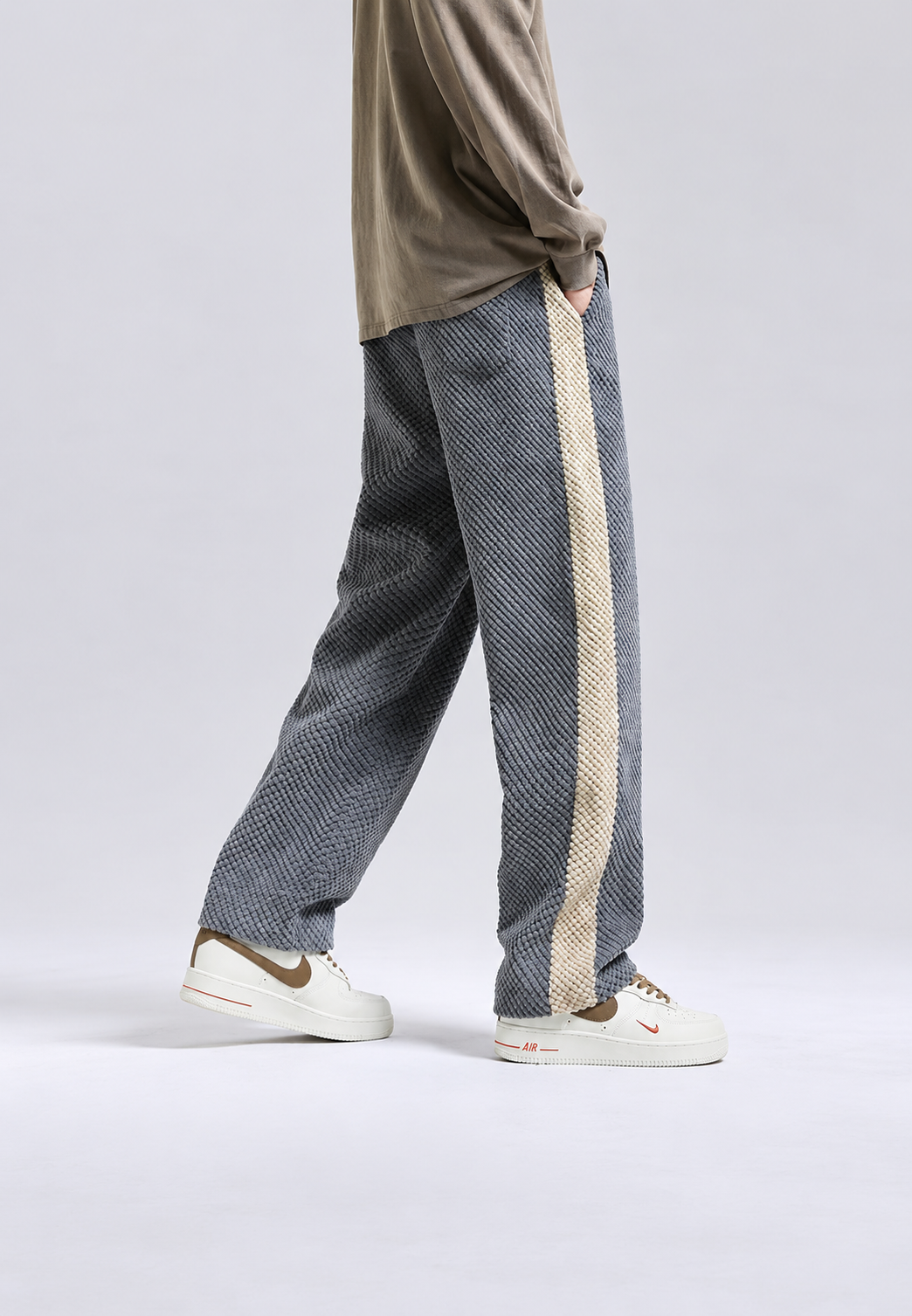 Pantalón jogger hombre pana corte amplio banda lateral cordón deportivo - Dorian