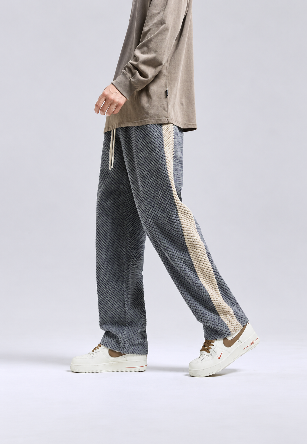 Pantalón jogger hombre pana corte amplio banda lateral cordón deportivo - Dorian
