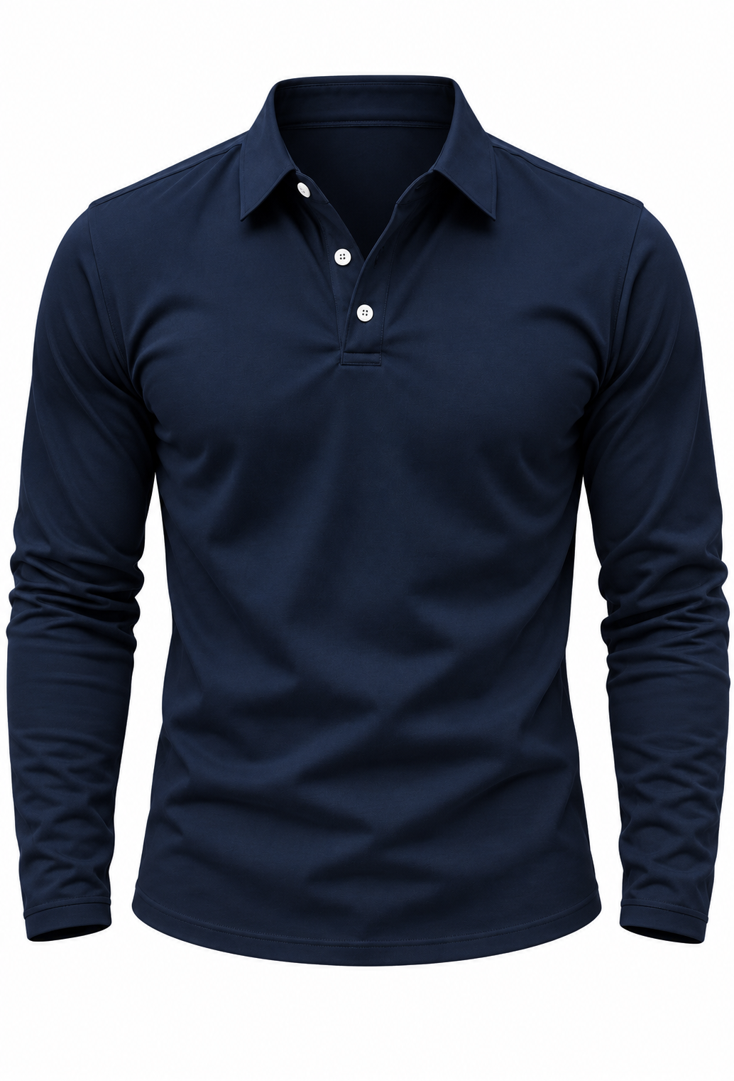 Polo hombre manga larga cuello camisero botones punto otoño versátil - Breno