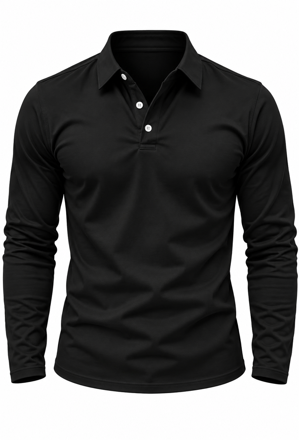 Polo hombre manga larga cuello camisero botones punto otoño versátil - Breno