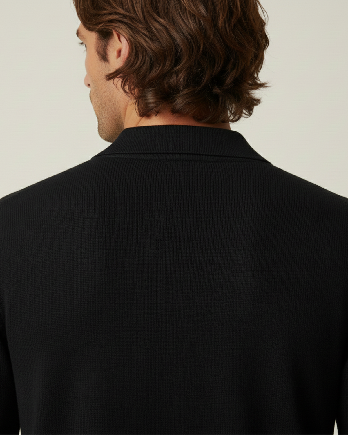 Polo hombre manga larga punto liso cuello abierto escote V otoño versátil - Elian