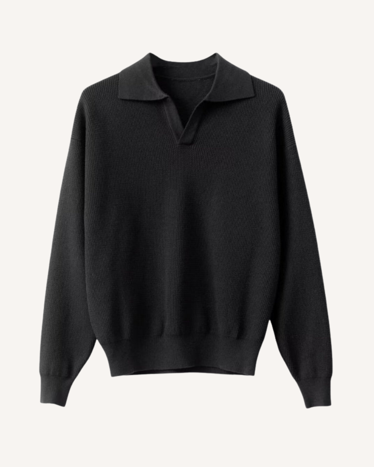 Polo hombre manga larga punto liso cuello abierto escote V otoño versátil - Elian