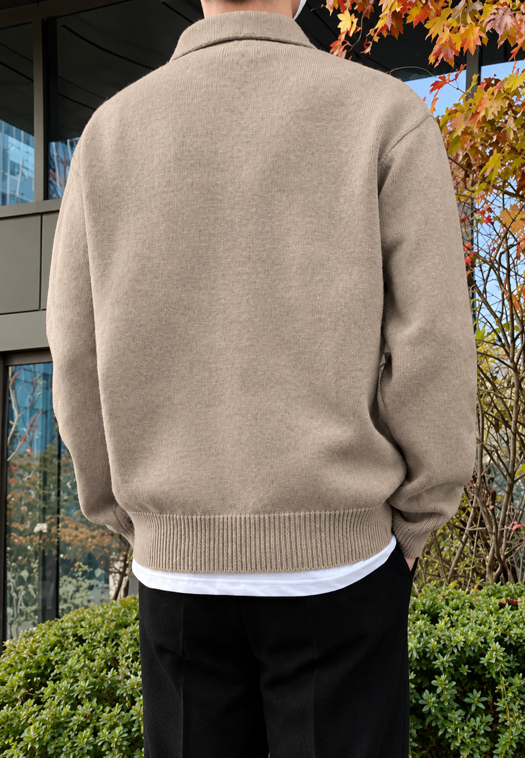 Polo hombre manga larga punto liso cuello clásico tapeta botones otoño - Miro