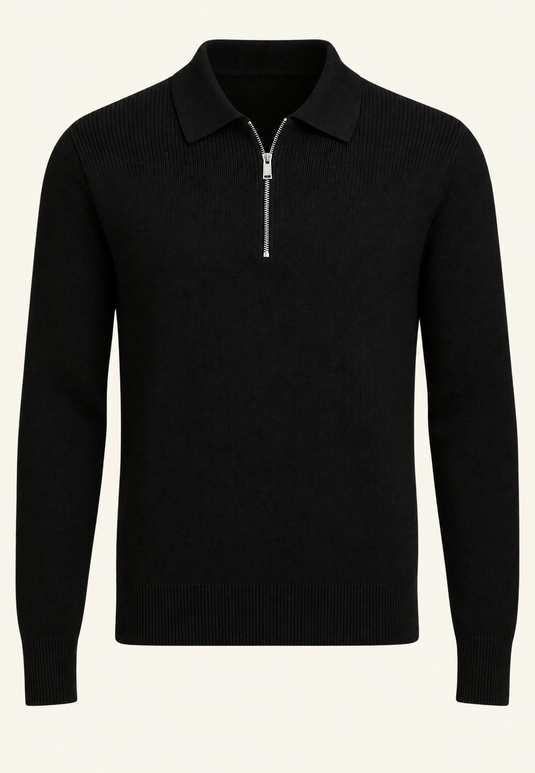 Jersey punto hombre cuello polo media cremallera manga larga camisero versátil - Severin