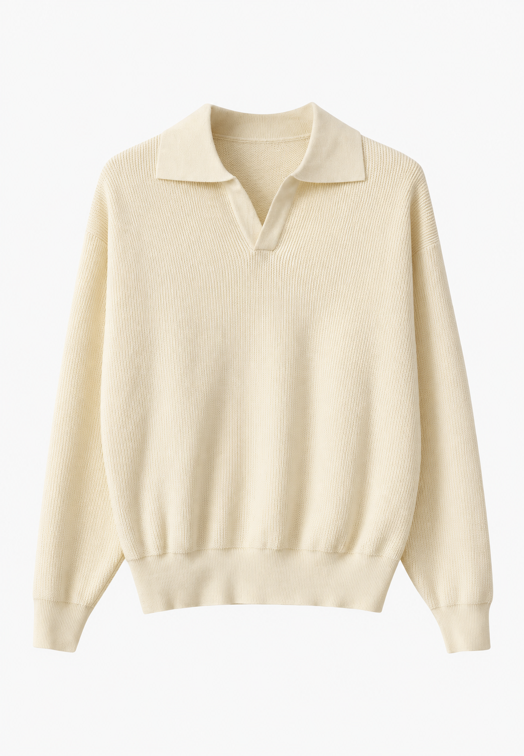 Polo hombre punto texturizado cuello abierto escote V manga larga otoño - Kael