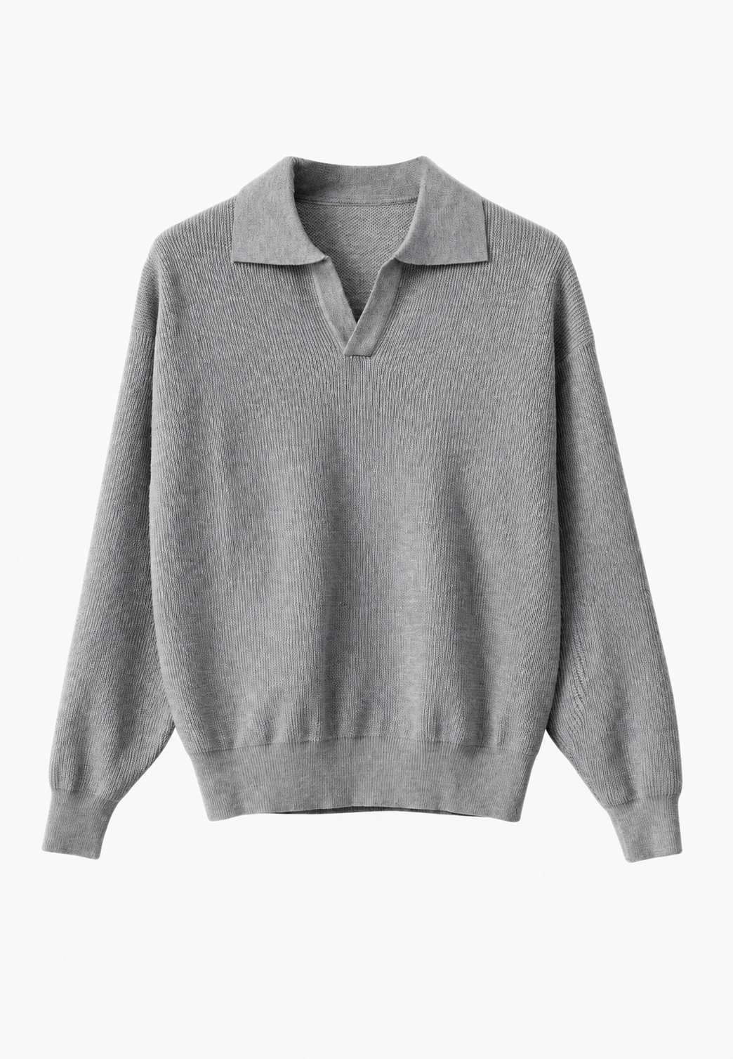 Polo hombre punto texturizado cuello abierto escote V manga larga otoño - Kael