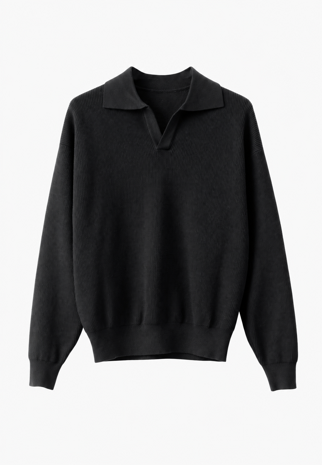 Polo hombre punto texturizado cuello abierto escote V manga larga otoño - Kael