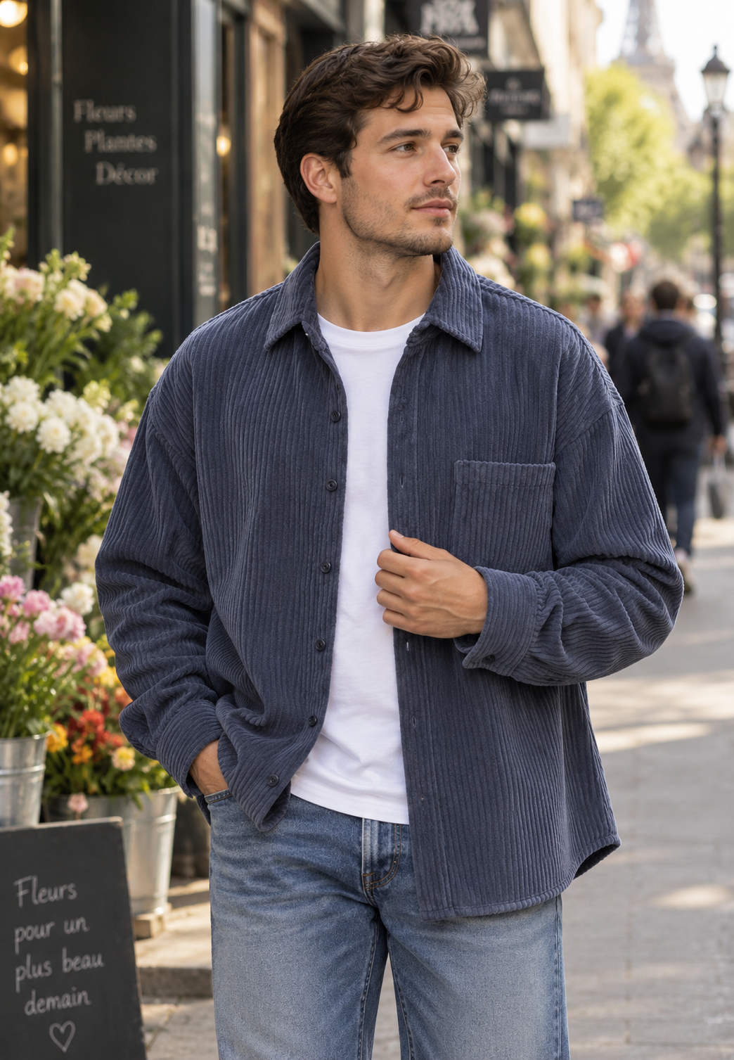 Sobrecamisa pana hombre corte amplio bolsillo pecho cuello camisero casual - Mads