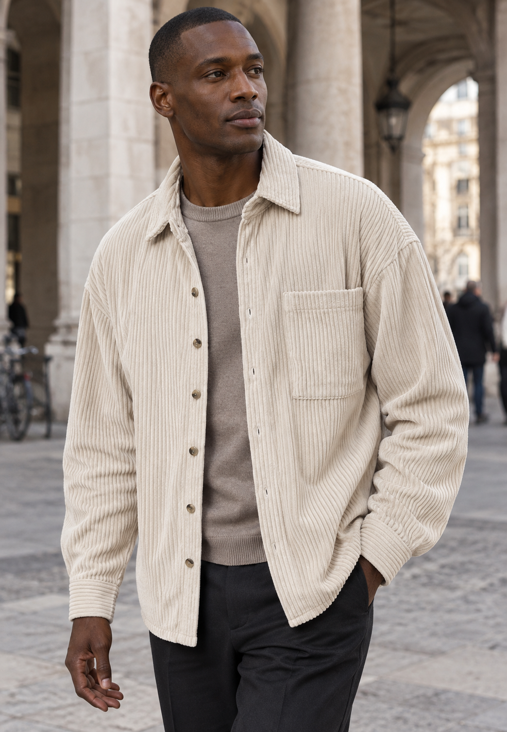 Sobrecamisa pana hombre corte amplio bolsillo pecho cuello camisero casual - Mads