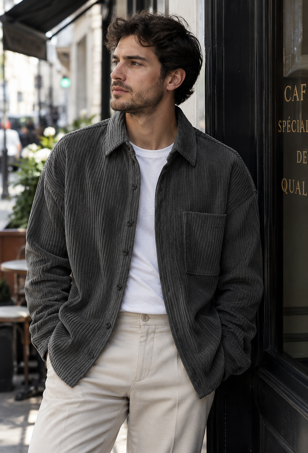 Sobrecamisa pana hombre corte amplio bolsillo pecho cuello camisero casual - Mads