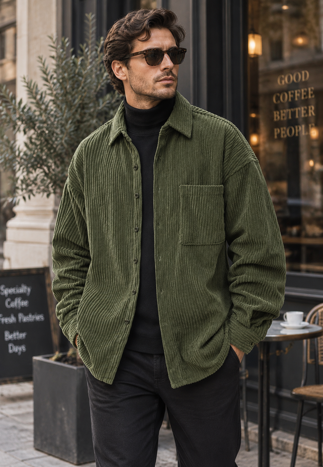 Sobrecamisa pana hombre corte amplio bolsillo pecho cuello camisero casual - Mads