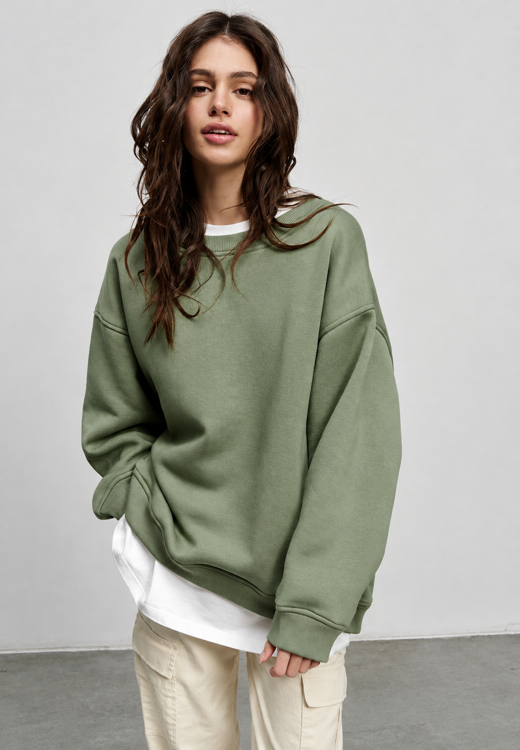 Sudadera oversize mujer cuello redondo hombros caídos amplia cómoda otoño - Dagny